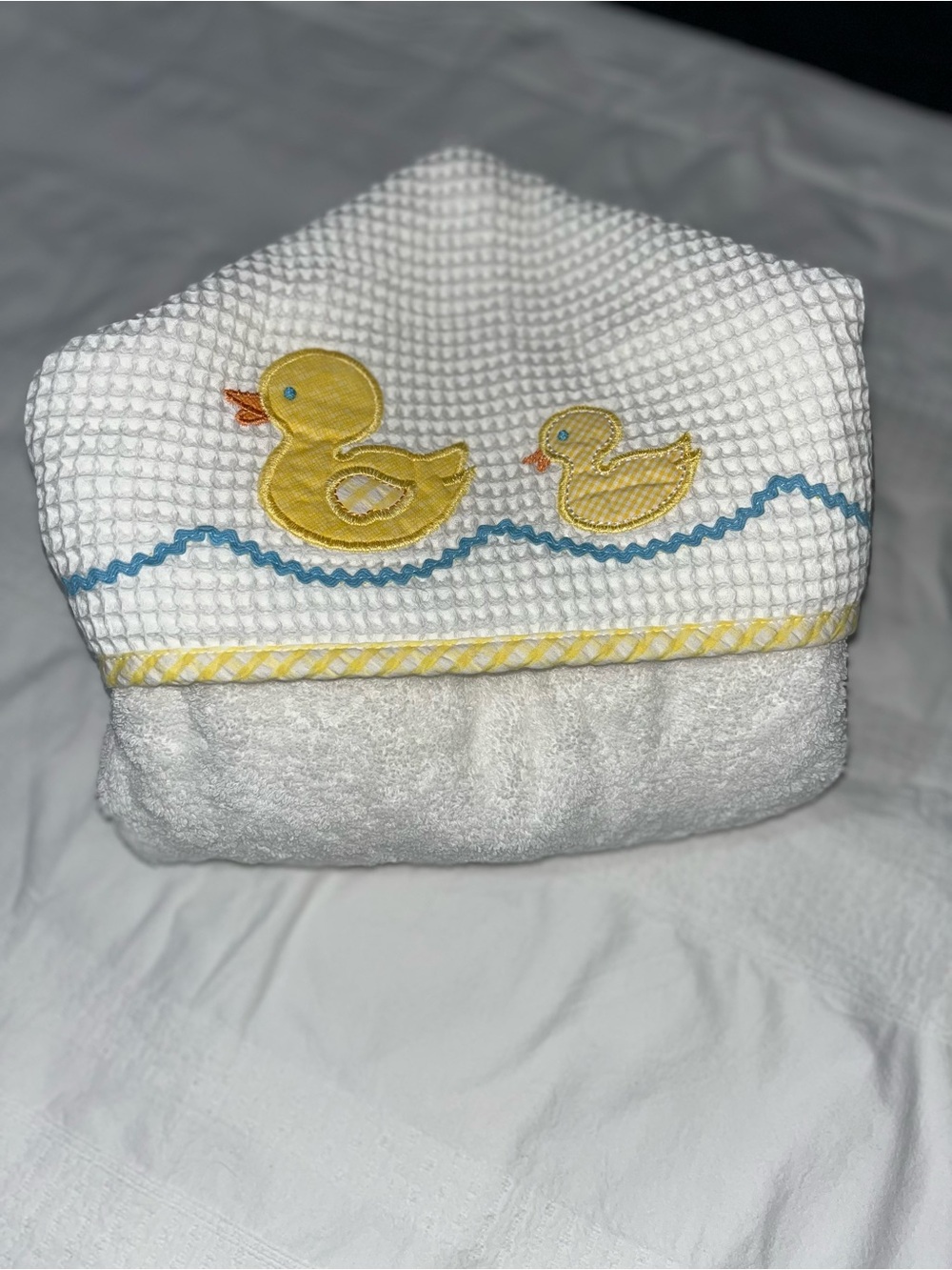3Marthas “Everykid” Hooded Duck Towel Organic Cotton • NWOT • Waffle Weave